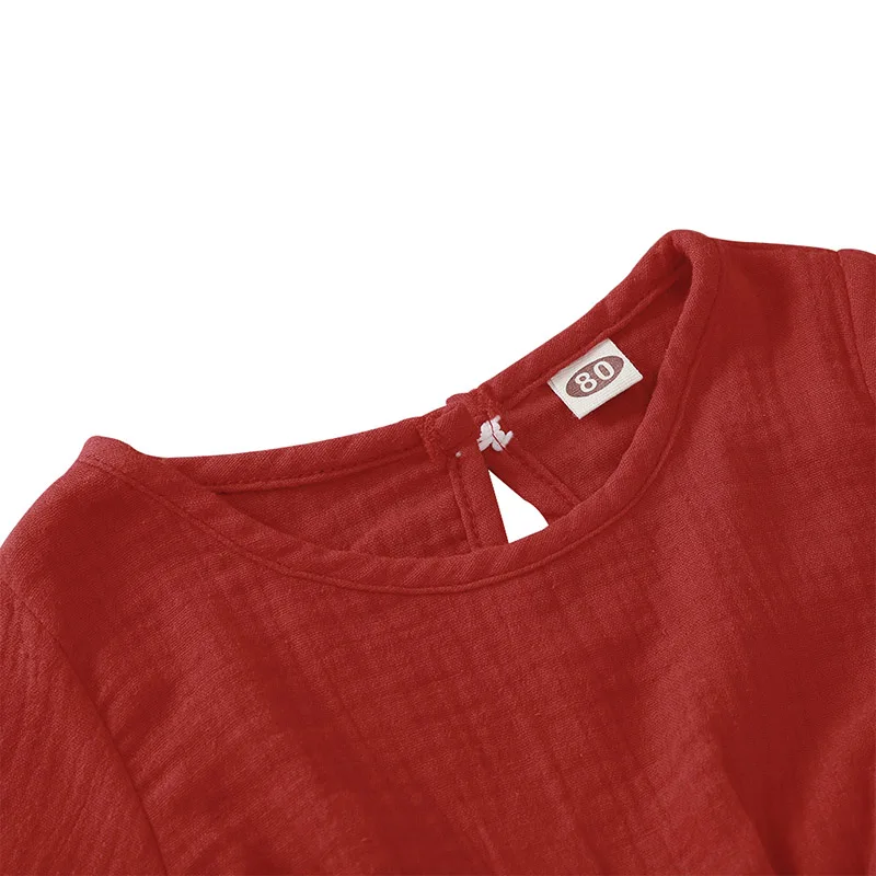 Осенний хлопковый комбинезон с длинными рукавами и оборками для маленьких мальчиков и девочек, комбинезон с прострочкой в стиле ретро, цельнокроеная Одежда для новорожденных