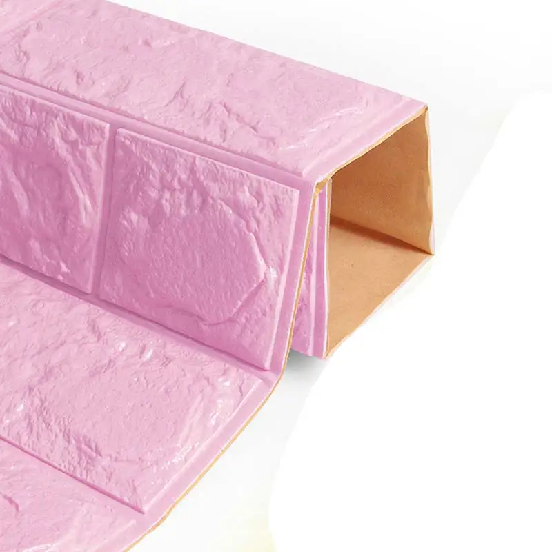 Имитация кирпича самоклеющиеся обои наклейки на стену 3D 1 шт. для гостиной ТВ фон водонепроницаемый кухонный Декор для спальни - Цвет: Light purple