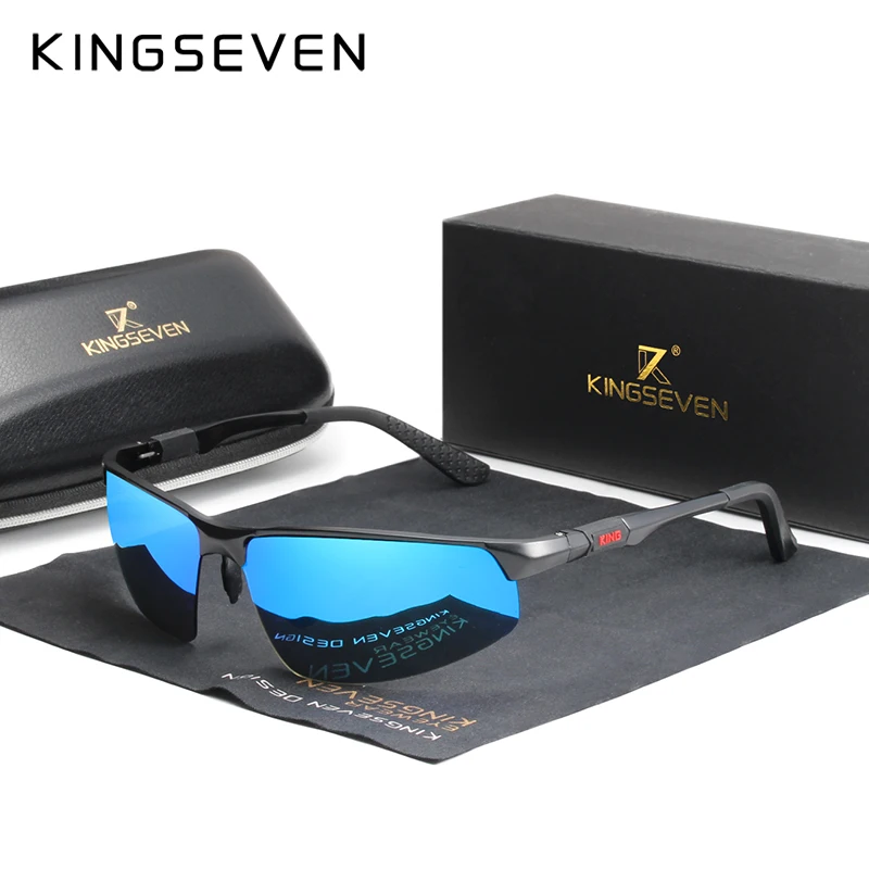 Tanio KINGSEVEN Driving Series spolaryzowane męskie okulary przeciwsłoneczne aluminiowe niebieskie