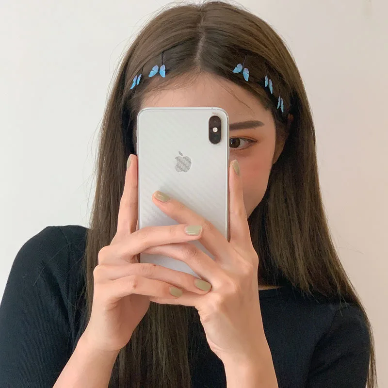 

Sale 4PCS/Set Dreamy Blue Butterfly Hairpin Hair Accessories Retro Women Girl Hair Bangs Clips Korean ins Cute Side Clip