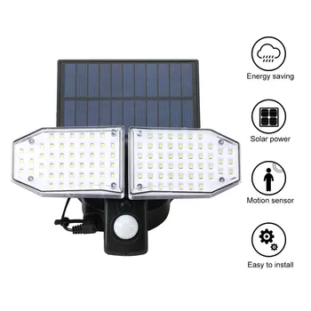 

IP65 100 SMD LED Solar Sensor Light Durable Waterproof Outdoor/Indoor Use Sensor solar Lamp Wight Light Environment-friendly