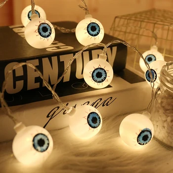 

2Pcs eters 20LED String Lights Battery Operated Horror Ghost Eye Light Halloween Props Indoor Outdoor Decor