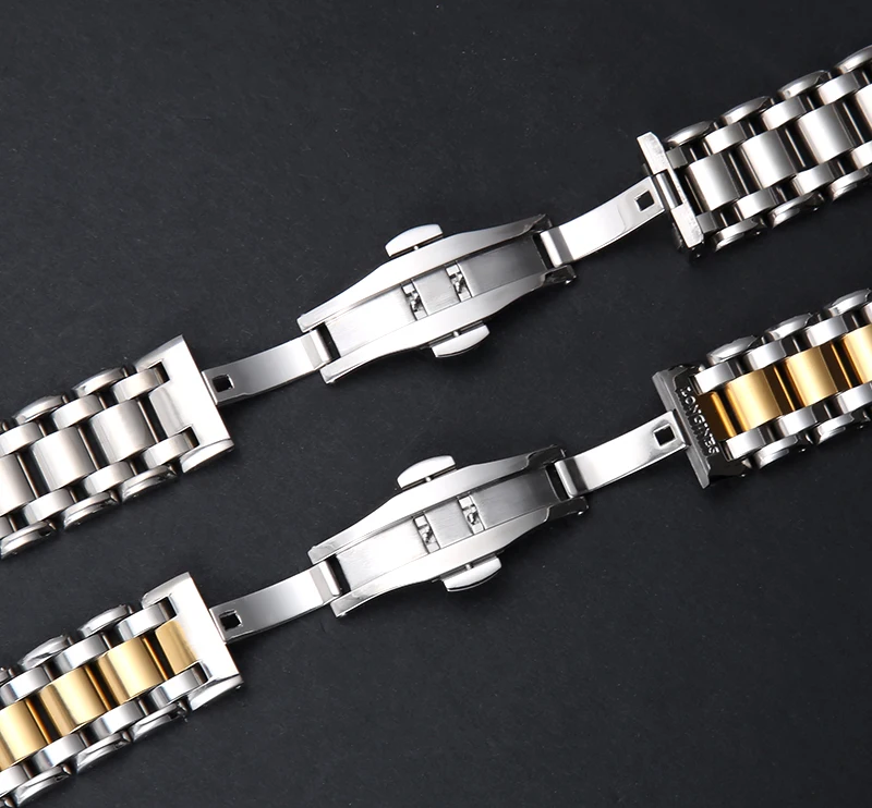 16 20 мм ремешок из нержавеющей стали ремни для Longines L8 Серебряный Золотой Мужской Женский браслет на запястье мужской Тал аксессуары Delpoy мужской т застежка