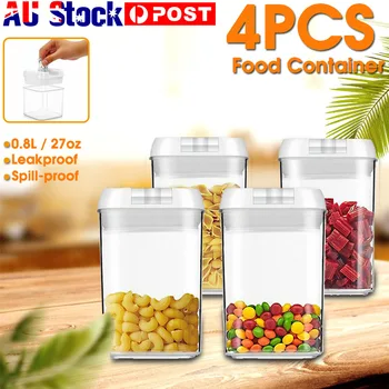 

4pcs/set Kitchen Refrigerator Noodle Box Draw cereal container Lid Plastic Container Food Storage Crisper Kitchen Storage Jars
