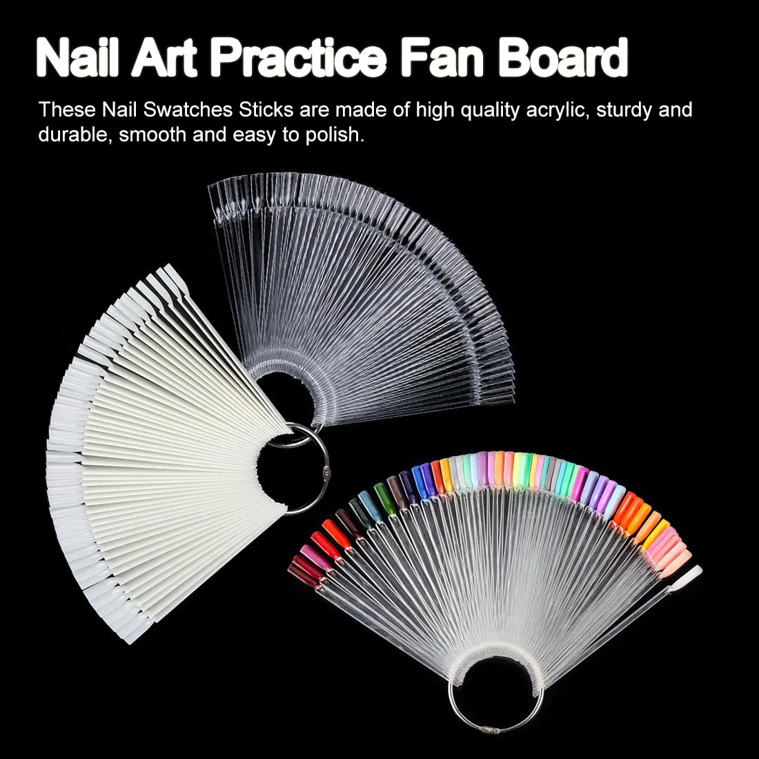 

wholesale 50 Pcs Natural French Style Acrylic UV Gel Fan Shaped Fake Nail Art Tips Polish UV Gel Black Tips Clear False Nails