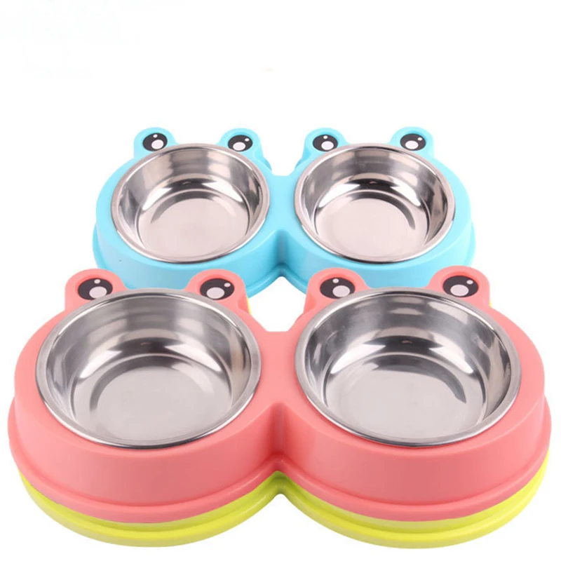 Нескользящие миски для кошек двойные еды и воды из нержавеющей стали с поднятой
