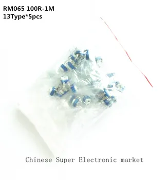

Trimming Potentiometer RM065 top adjustment 100R-1M RM065 WH06-2 Variable Resistors Assorted Kit 13Type*5pcs=65PCS KIT