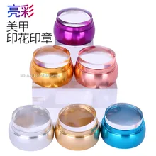 Cabeça de impressão da ferramenta de transferência do selo da manicure do metal transparente do stamper da geléia do prego/punho da multi-cor/raspador