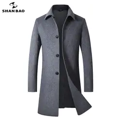 SHANBAO бренд класса «Люкс», высокое качество ручной работы Двусторонняя длинное шерстяное пальто 2019 осенние и зимние новые мужские лацкан