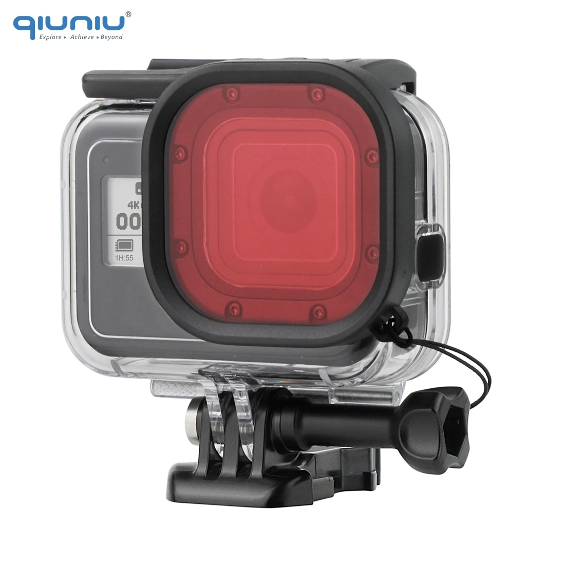 QIUNIU 3-Pack Фильтры комплект красный пурпурный трубка объектив цветной фильтр для GoPro HERO 8 Черный Защитный корпус Чехол Go Pro 8 Фильтр