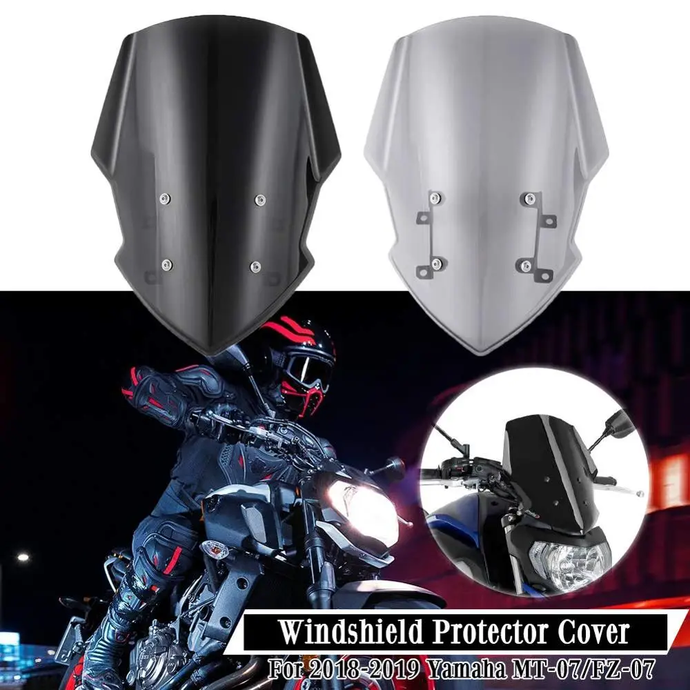 

For Yamaha MT FZ 07 MT-07 FZ-07 2018-2019 Motorcycle Windshield Windscreen Wind Shield Protector with Bracket
