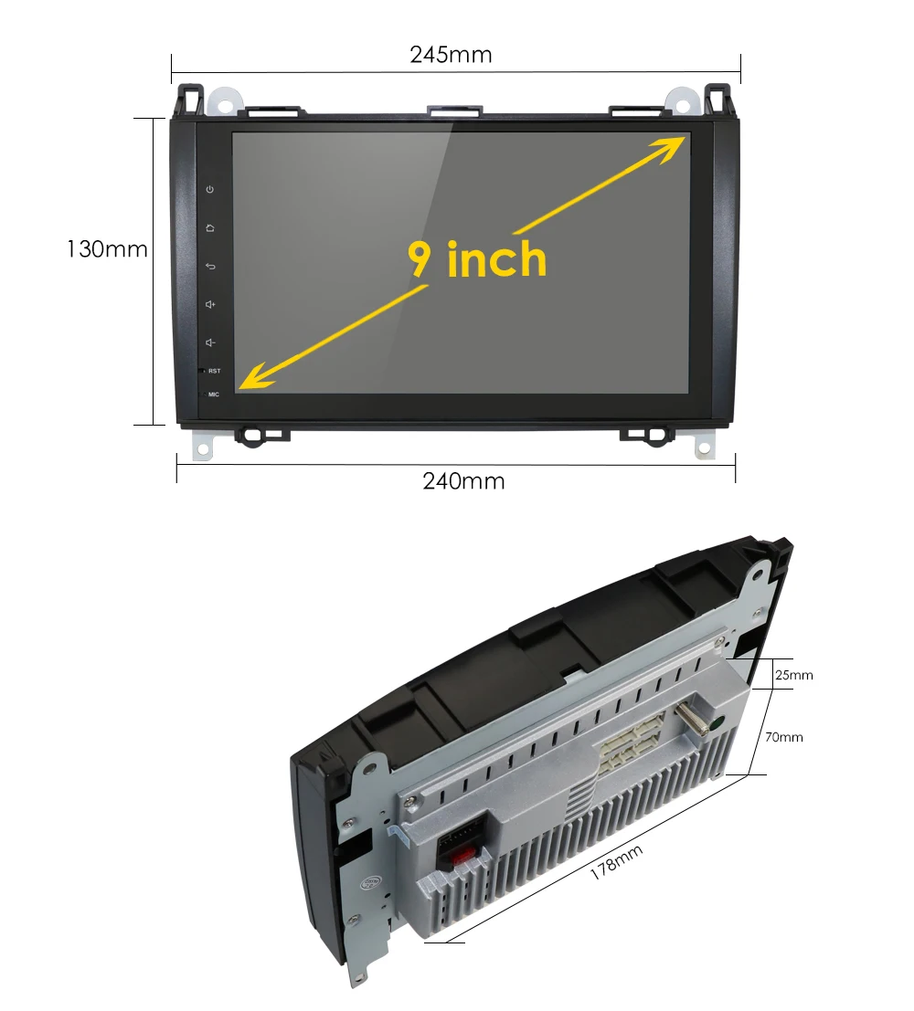 2 din android 9 Автомагнитола gps головное устройство для Mercedes Benz B200 Sprinter W906 A B класс W169 W245 Viano Vit W639 Мультимедиа DVD
