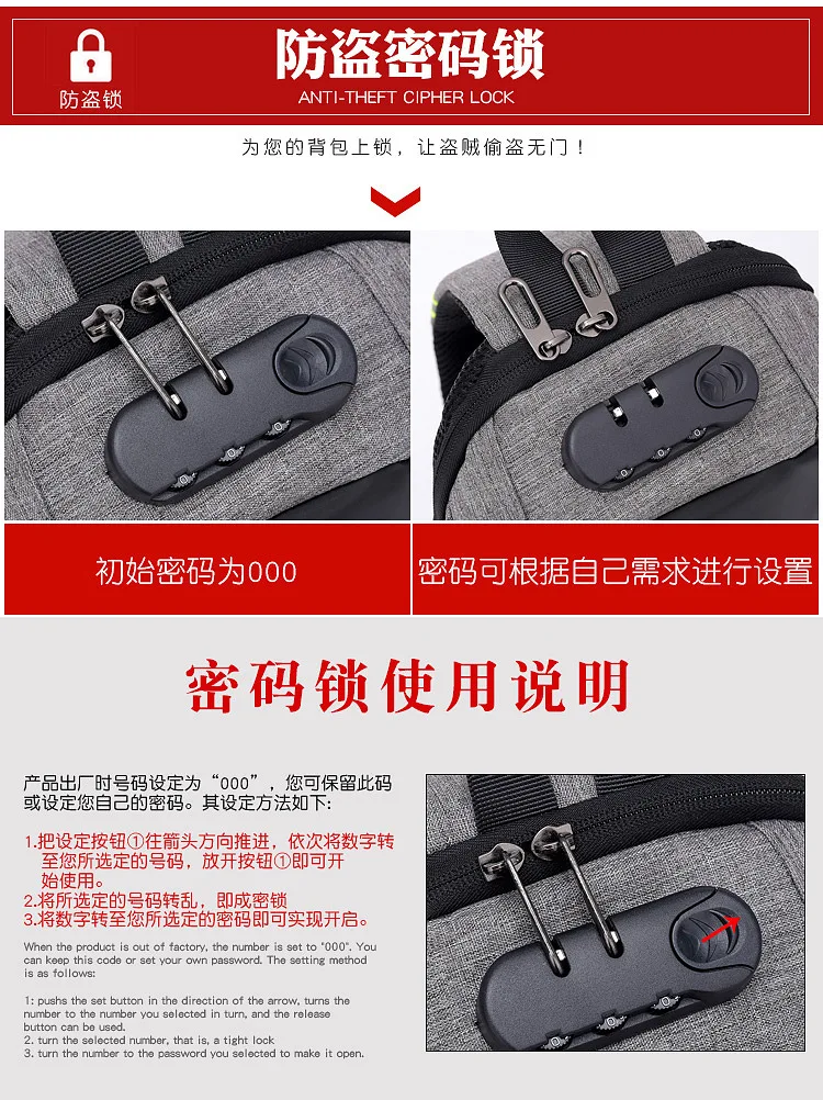 Поперечная граница, стиль, противоугонная USB перезаряжаемая Мужская нагрудная сумка, Повседневная многофункциональная сумка для верховой езды