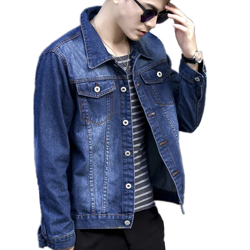 Мужская джинсовая куртка C1013 демисезонная облегающая повседневная в Корейском