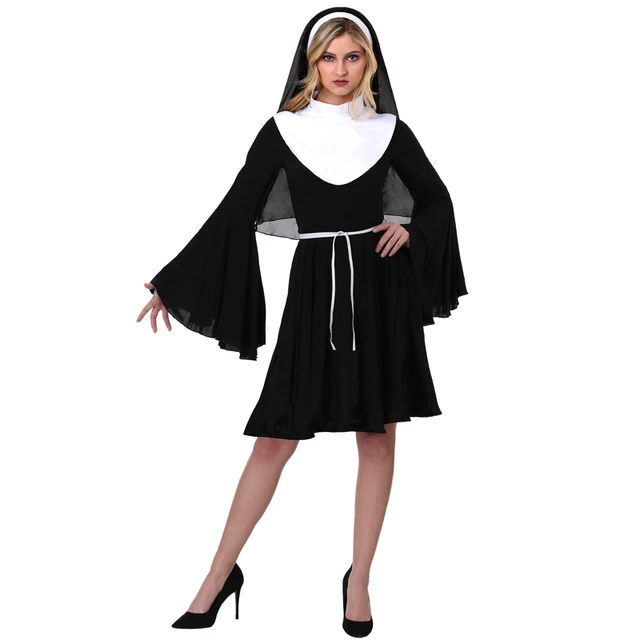 Déguisement Nonne pour Femme Costume de Religieuse Halloween Carnaval  Cosplay