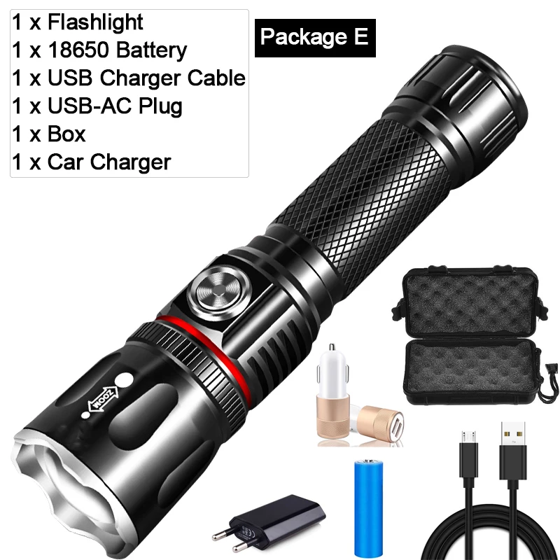 LOT LED Flashlight Rechargeable Torch Lamp+18650 Battery+AC Charger Wholesale US 