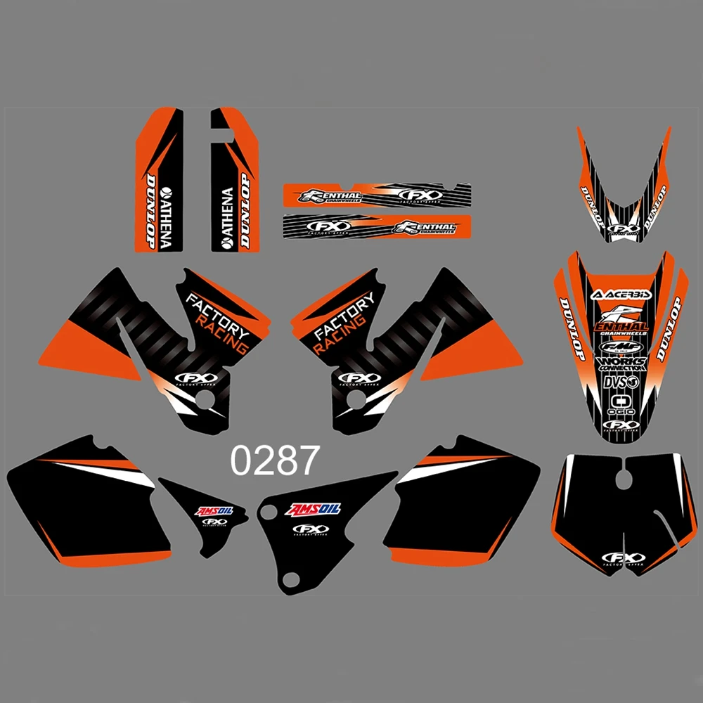 

Full Graphics Decals Stickers Kit Custom Number Name Glossy Stickers Waterproof for KTM SX 1998-2000