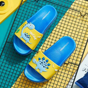 

Summer Dinosaur Children's Slippers For Boys Girls Slippers Pvc Soft Bottom Non-slip Beach Sandals Kids Home Bathroom Flip Flops