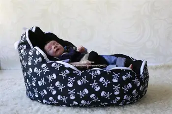 

skull base + black top cover baby bean bag sofa beds, infant kids beanbag sleeping chair