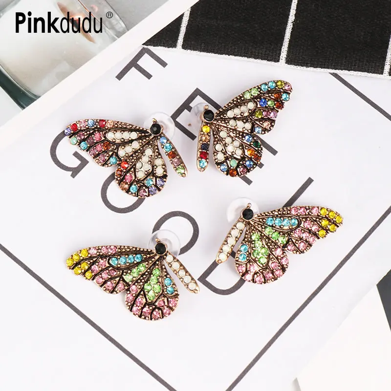 Pinkdudu Модные Роскошные Разноцветные серьги с кристаллами блестящие эффектные