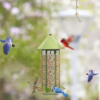 

Vintage Garden Hanging Bird Feeder Lantern Food Container Outdoor Feeding Tool