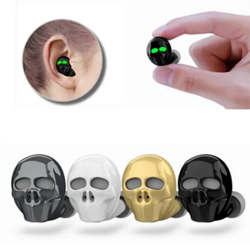 1Pc Skull Bone Bluetooth Earphone with Microphone Noise Cancelling Hi Fi Handsfree Bass Stereo Mini Micro Earbud Earpiece