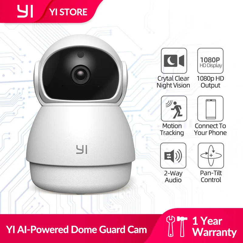 YI AI-Powered 1080p Dome Guard Camera WiFi IP Home Surveillance System Human & Motion Baby Crying Abnormal Sound Detection