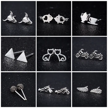 

Sasusp 925 Sterling Silver Earrings For Men Personalized Punk Ear Studs Street Pop Jewelry Boyfriend Girlfriend Christmas Gift