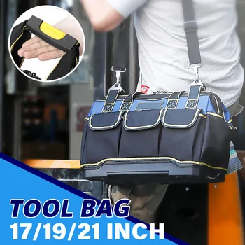 

Tool Bags 17/19/21" 1680D Oxford Cloth Tool Bag Top Wide Mouth Electrician Bags Multi-pocket Waterproof Storage Bag Toolkit