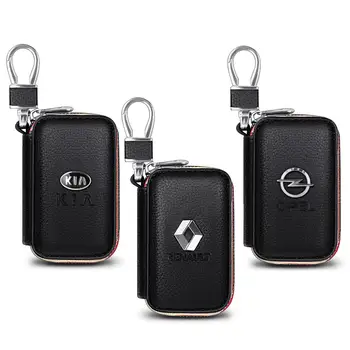 

Brand Leather Car Key Men Key Holder Keys Organizer Women Keychain Covers Zipper Key Case Bag For Renault KIA OPEL Accessories