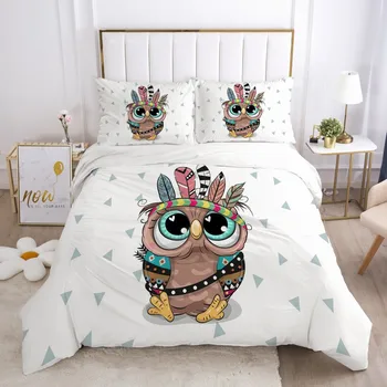 

Cartoon Kids Bedding Set for Crib Children Boys Girls Baby Comforter Quilt Duvet Cover Set Pillowcase Cover Single/140*200 owl