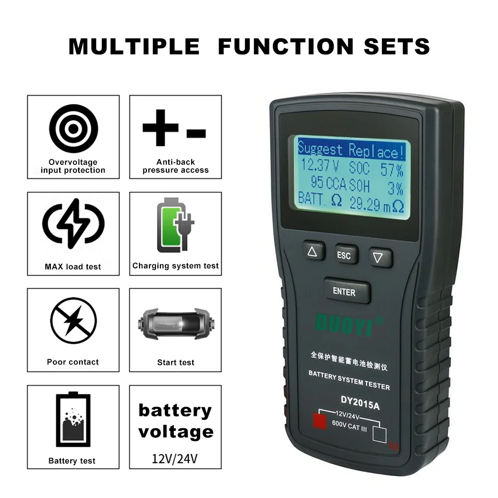US $29.99 Duoyi Dy2015a 12v Car Battery Tester Tools Lead Acid Cca Load Battery Charge Test Digital Automotive Battery Capacity Tester