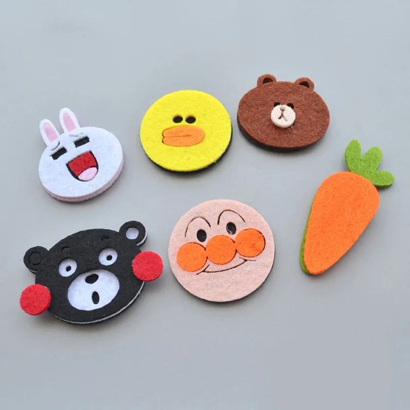 4-5 см 20 шт pNon-woven рисунок из мультфильма войлочные аппликации для ткани, заколки для волос швейные принадлежности "сделай сам" ремесло орнамент