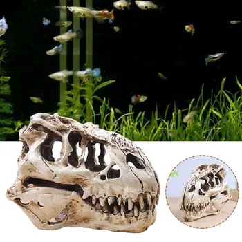 

Tyrannosaur Skull Dinosaur Aquarium Decorations T-Rex Skull Fossil Statue Collectibles Unique Skeleton Fish Tank Craft Lifelike