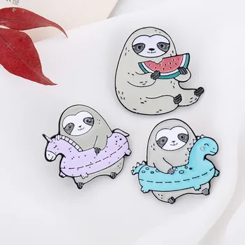 

1PC Super Cute Sloth Colorful Cartoon Animal Enamel Pin Yoga Lazy Flash Lapel Badges Brooches Pins For Best Friends Cute Jewelry