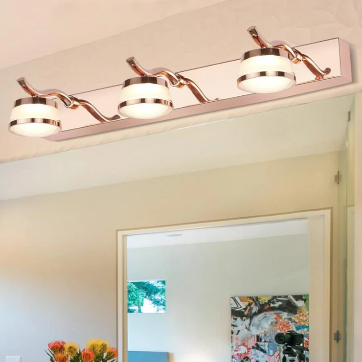 Led Bathroom Vanity Mirror Lamp Stainless Steel Wall Mount Light Fixture Bedroom Chrome Rose Gold Led Indoor Wall Lamps Aliexpress