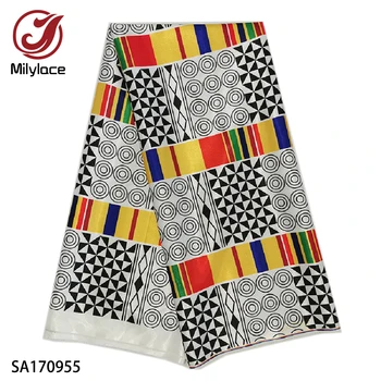 

New design African printing satin fabric 5 yards Ankara digital priting satin fabric shiny smooth fabric for clothes SA170953-60