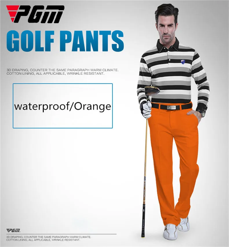 PGM подлинные штаны для гольфа мужские водонепроницаемые брюки Мягкая дышащая одежда для гольфа летние Размеры xxs-xxxl - Цвет: orange