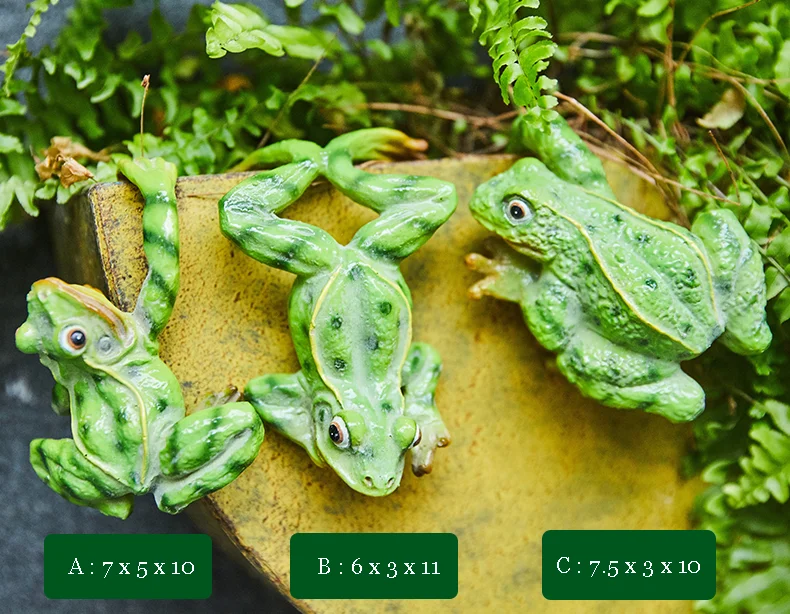 3 Pcs/Set Creative Hanging Climbing Frogs Bonsai Decorative Potted Outdoor Garden Flowerpot Ornaments Home Desk Decor Kids Gift