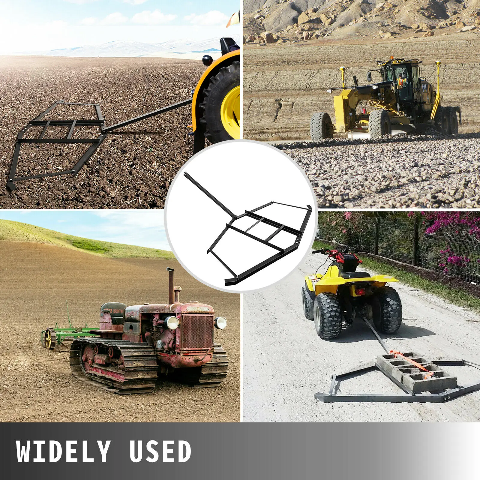 VEVOR Driveway Drag 66 Width, Tow Behind Drag Harrow 35 Length, 4