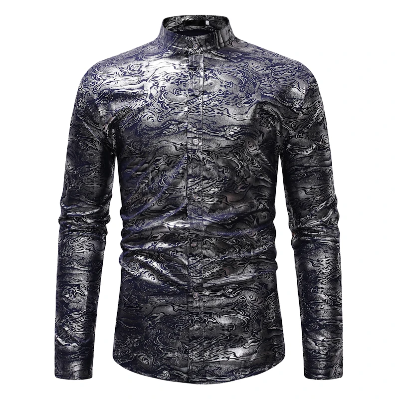 CYXZFTROFL высокое качество Для мужчин рубашка модный бренд Повседневное тонкий горячего тиснения рубашка с длинными рукавами Для мужчин