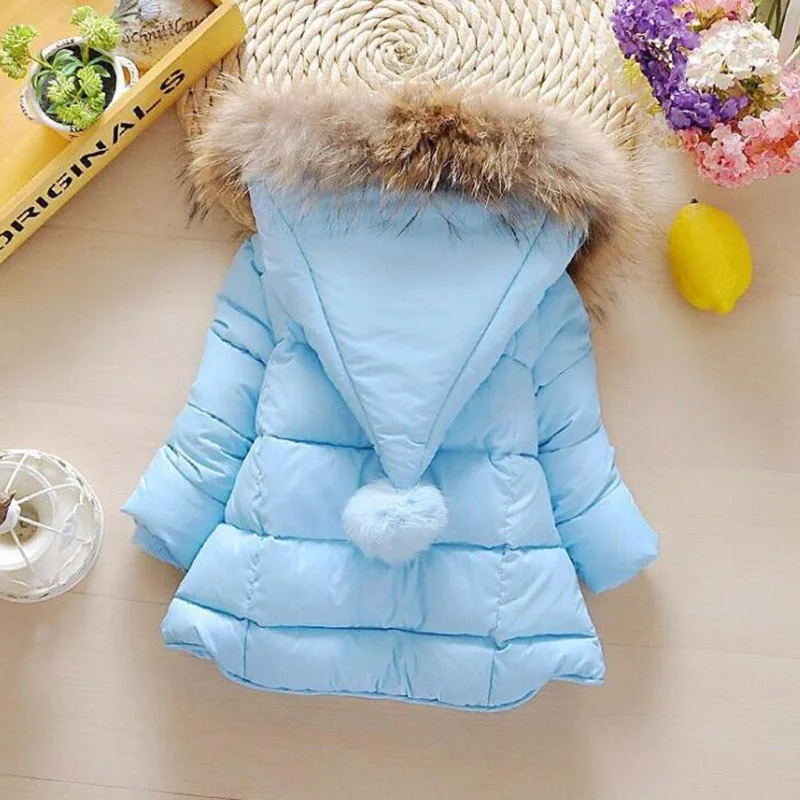 winter baby girls jacket kids long sleeve coat warm hooded outerwear children clothes outfit