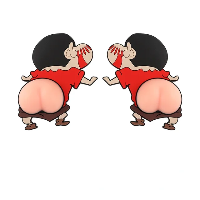 Anime Doraemon Crayon Shin Chan Cute Butt Car Sticker Cartoon Mini Soft Butt Silicone Squeeze Toys Fidget Children Stress Relief 3