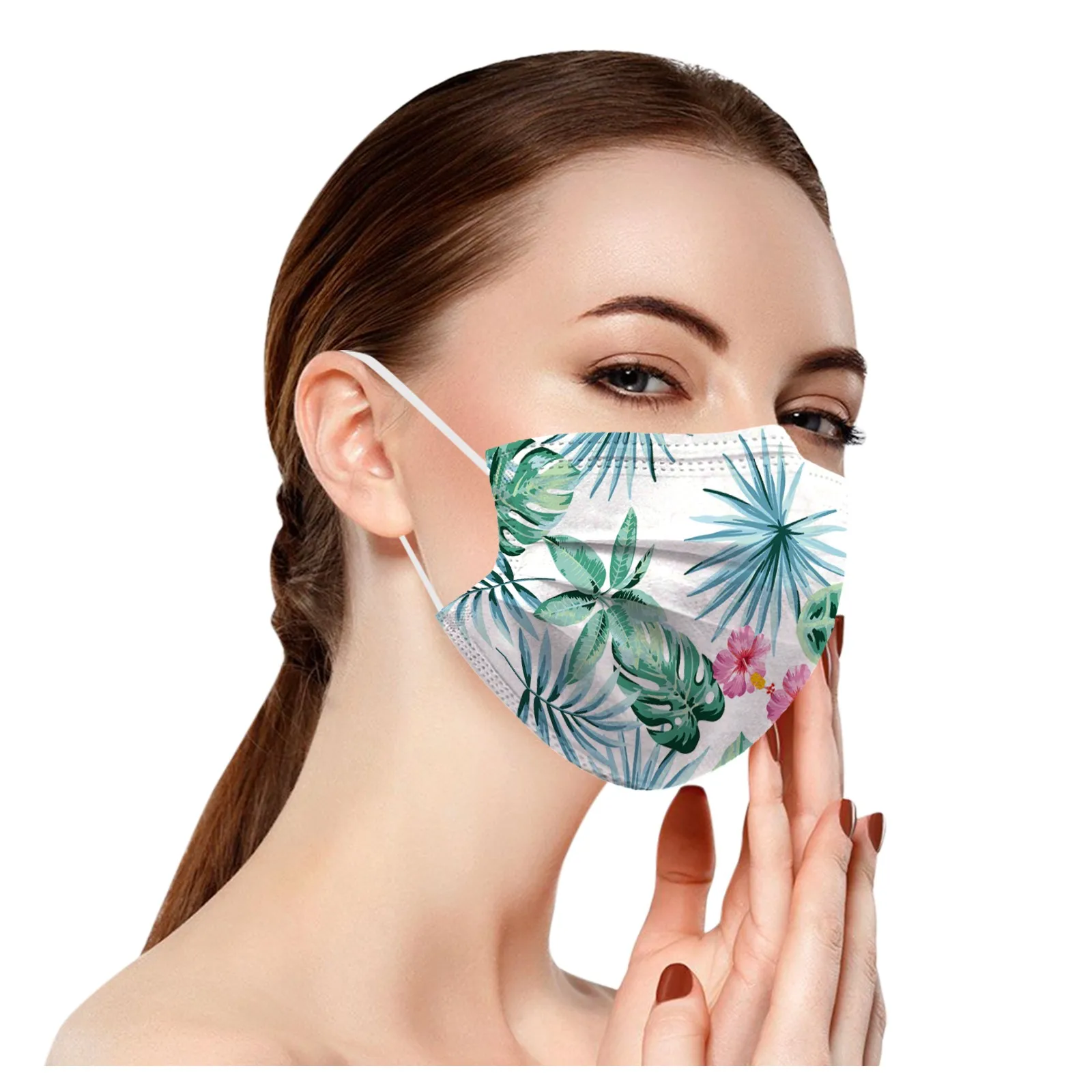 10PCS Adult Disposable Outdoor Breathable Mask Summer Flower Printed Cosplay