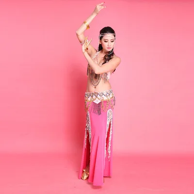 FEECOLOR Belly dance set, belly dance performance costume, belly dance costume suit, belly dance high-end costume - Цвет: Розовый