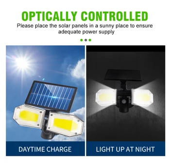 

1PC Solar Lamp Outdoor Motion Sensor Security Lights Wireless Wall Mounted Rechargeable Flood Solar Powered Double head Lights