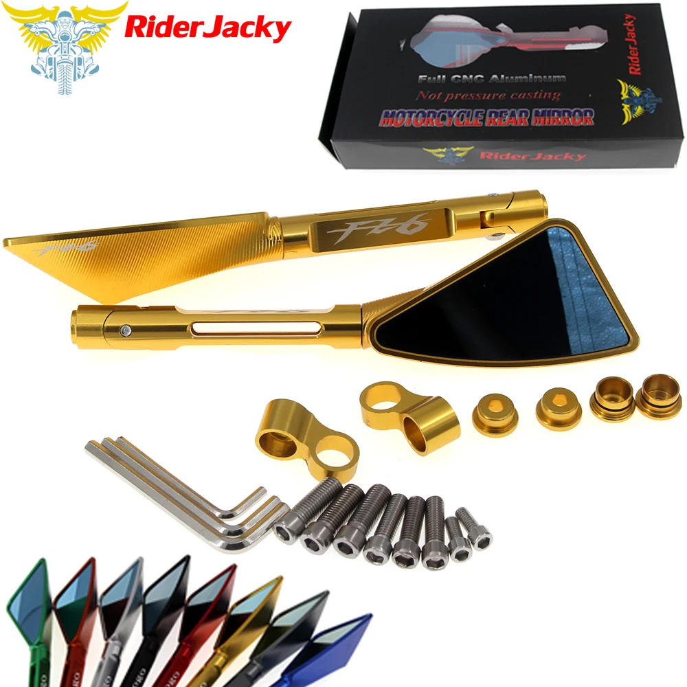 

RiderJacky Aluminum Motorcycle Rearview Side mirrors For Yamaha FZ6 FAZER 2004-2010 2005 2006 2007 2008 2009
