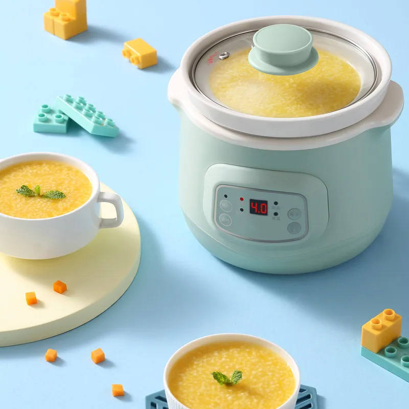 220V 1L Mini Electric Stewing Pot Ceramic Inner Multi Cooker Household Automatic Electric Slow Stewer