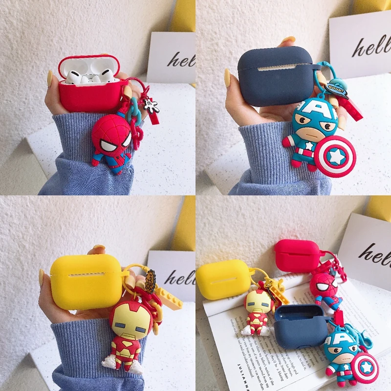 Marvel Капитан Америка Железный человек паук кукла кулон чехол для наушников для Apple Airpods Pro 3 силиконовый чехол для наушников funda