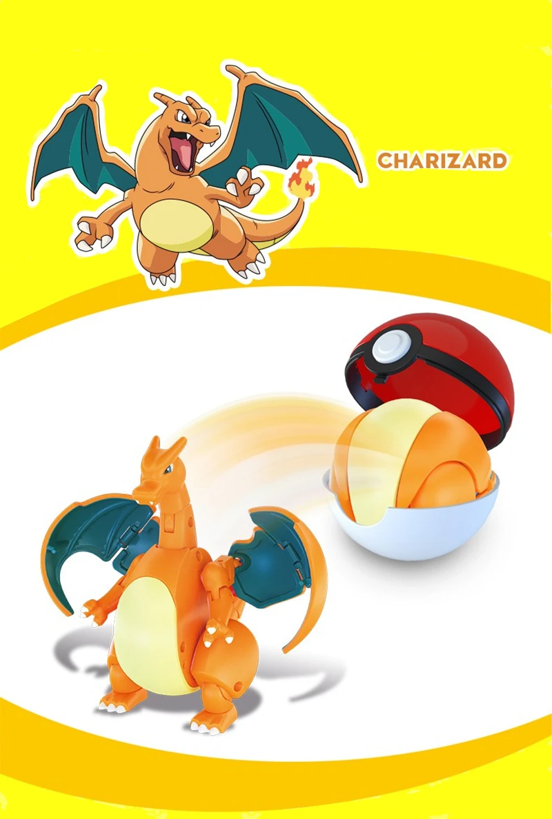 Genuine Pokemon Box Set Pocket Monster Pokeball Deformation Toys Pikachu Venusaur Charizard Gyarados Mewtwo Anime Figure Model